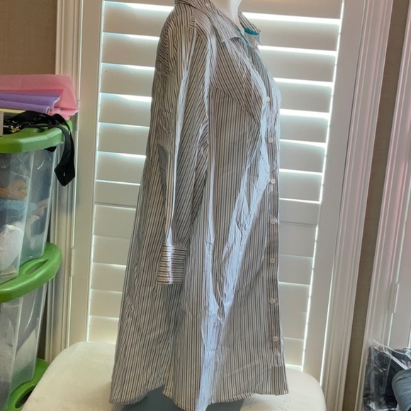 Lane Bryant Blue and White Striped Button Down Shirt - Picture 3 of 7